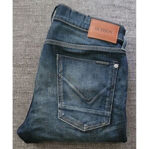 Hudson Jeans AXL Skinny Slim Fit Button Fly Dark Blue Wash Denim Size 30‎ x 33